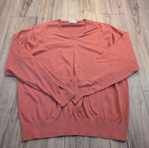 Peter Millar Men's V-Neck Sweater - Coral Sz L 100% cotton